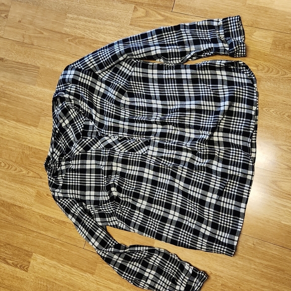 Talbots black and white plaid popover top sz X - Picture 1 of 2